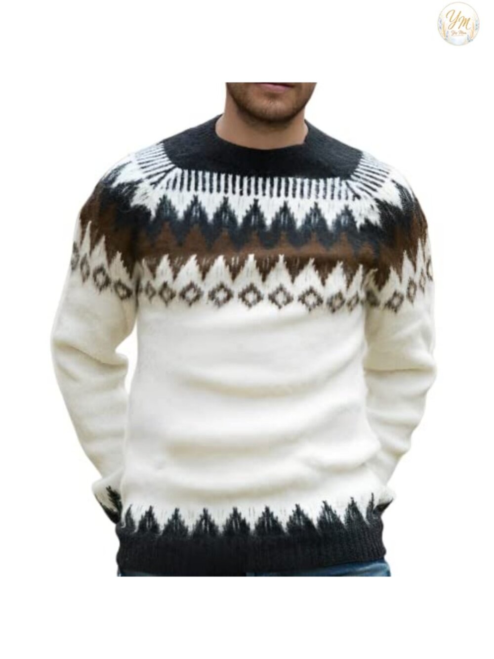 Men's Alpaca Wool Crewneck Pullover Sweater - Lightweight Soft Warm Knit Winter